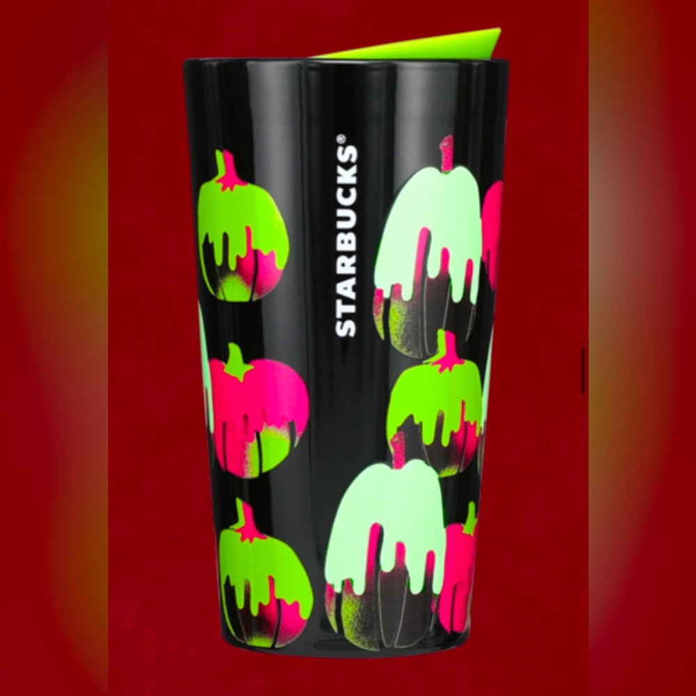2023 starbucks green pumpkin glow-in-the-dark tumbler